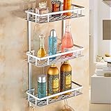 Home-Neat シャワーラック 穴あけ必要無し 風呂場に置く物置 アルミ 三階構造 シャワー用物置 (真四角)
