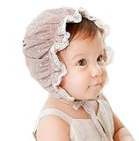 【SEBLES】ベビー 赤ちゃん 帽子 フレア ハット ベビー帽 レース ホワイト スター エレガント フレア あご紐 可愛い ドール 春 夏 秋 冬 0-12ヶ月(カーキ)