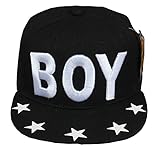 韓国スタイル 刺繍BOY 子供用 頭周り約50－54ｃｍ 通気 春夏の日よけ帽子・ヒップホップ帽子・野球帽子・BBキャップ・ハット・平らつば帽（ブラック）