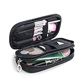 FYX 化粧ポーチ 化粧品 文房具 メイクポーチ メイク収納 ケース 小物用収納ポーチ バッグ 雑貨 小物入れ 軽量 携帯 便利 多機能 (ブラック)