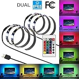USB LED Strip Light, 7.2W 2 0.5m Dual Flexible Waterproof 5050 SHINE HAI RGB Bias Lighting with 24 K
