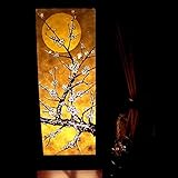 Moon Sakura Cherry Blossom Brown Handmade Asian Oriental Wood Table Paper Gift Bedside Night Light B