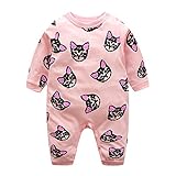 DIAMONDOベビー幼児猫プリント長袖ロンパース幼児用子供用ジャンプスーツボディスーツ
