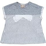 【本体綿100％】2017年 夏物 UZULAND ウズランド 天竺 ボーダー切替 レースリボン 半袖Ｔシャツ グレー◇95cm