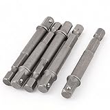 uxcell　ドリルソケットアダプタ　延長ソケットアダプタ　5個入り　グレー　金属　9.5x65mm