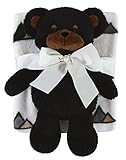 Stephan Baby Ultra-Soft Coral Fleece Crib Blanket and Plush Black Bear Toy Gift Set by Stephan Baby