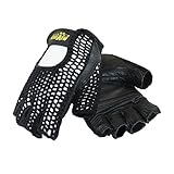 Maximum Safety 122-AV14/M Lifting Half Finger Gloves with Reinforced Padded Leather Palm, Black, Med