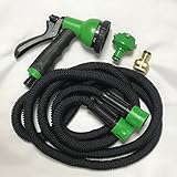 WW.HRD 【強化素材】３倍 伸びるホース 洗車 ガーデニング ベランダ 網戸 大掃除 マンションのベランダ 25FT (2.5m> 7.5m)