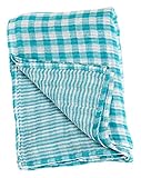 Lulujo Baby Reversible Muslin Cotton Swaddles Blanket, Aqua, 47 x 47 by lulujo Baby