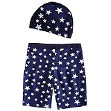正規品 最新 男の子水着 男児水着 スイムキャップ付2点セット キッズ スクール水着 (11T(130-140), ネイビー)