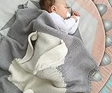 赤ちゃん ベビー キッズ用 かわいい ニット ブランケット (グレー)