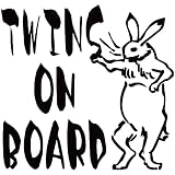 TREZ TWINS ON BOARD 鳥獣戯画 ウサギ うさぎ 兎 兔 ステッカー 鳥獣人物戯画 ステッカー ツインズ 双子 【BABY IN CAR】 (ブラック)