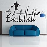 Amaonm Removable Black Vinyl DIY Basketball Players Dribble With Word Lettering Creative Arts Basket