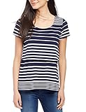 授乳服半袖ボーダーtシャツ夏服マタニティウェアトップス (M, ネイビーブルー2)