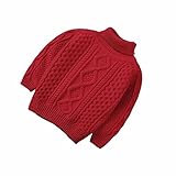 AMIGOYO 子供服 キッズ 女の子 男の子 セーター ハイネック 丸首 裏起毛 厚手 ラウンドネック トップス ボーイズ ガールズ 秋冬 ケーブル編み 無地 長袖 5色