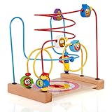 goolsky Multipurposeクラシック木製ビーズゲームクロックと野菜パターンアクティビティキューブ教育木製おもちゃfor Kids