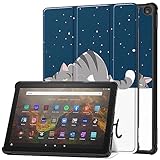 Fire HD 10 ケース【Trocent】Newモデル Fire HD 10 2023 ケース Fire HD 10 2023 ケース 新型 Fire HD 10 カバー 三つ折 スタンド機能付き 手帳型 超薄型 内蔵マグネット 開閉式 PUレザー オート スリープ機能付き 落下防止 衝撃吸収 (Fire HD 10 2023, 猫)