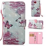 Aireratze(TM) Huawei Y6 2017 ケース カバー バンパー 手帳型 3D 合皮 PU レザー ストラップ付き アートデザイン 色鮮やか 図柄 お洒落 便利 な book cas