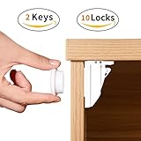 Safety Baby磁気キャビネット&引き出しロックChildproof Cupboardロックシステムnoツールまたはネジneeded- 3 M粘着( 10ロック+ 2キー)