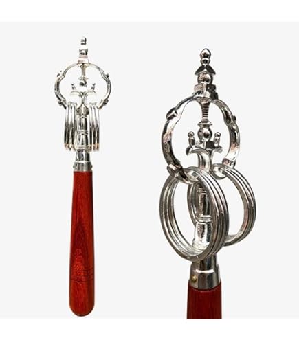 Amazon｜密教法具 錫杖 しゃくじょう 禅杖 無垢材ハンドル金 銀 銅法杖