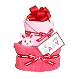 ミキハウス　おむつケーキ　”みんな大好き動物ケーキ” (パンパースＭ, ピンク　うさぎ)