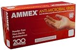 AMMEX - AAMV48100-BX - Vinyl Gloves - Anti-MicrobialPowder FreeFood Safe Industrial 3mil XLarge Clea