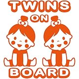 TREZ TWINS ON BOARD 双子 ツインズ GIRL&GIRL 女の子 姉妹 ステッカー 【BABY IN CAR】 (オレンジ)