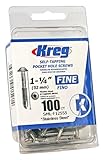 Kreg SML-F125S5-100 305 Stainless Steel Pocket Hole Screws - 1 1/4', #7 Fine, Washer Head, 100 count