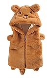 (コ-ランド) Co-land ベビー服 ベスト キッズ フード 耳付き フリース 袖なしジャケット ふわふわ コート シッポ付 チョッキ 新生児 赤ちゃん 女の子 男の子 秋冬物 イエロー 80
