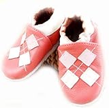 Red Argyle Soft Sole Leather Baby Toddler Crib Shoes / Slippers (18-24 Months) 15cm Sole by Babytree
