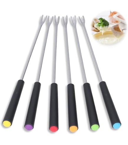 9.45 Inch Stainless Steel Fondue Forks, 6pcs/Set Fondue Sticks, Smores Sticks With Heat Resistant Handle For Chocolate Fountain Cheese Fondue - View #9