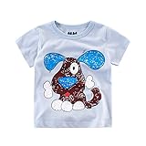 PANCY 子供服 春夏 半袖 Ｔシャツ 男の子 女の子 コットン製 プリントＴシャツ かわいい 動物柄 白(いぬ,110cm)