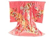 女児 お宮参り 着物 正絹 長襦袢 セット 産着 祝着 金刺繍入り un-81 桃色系