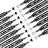 Arrtx ブラック アクリル ペイント ペン, 8色 水性ペン ペイントマーカー カラーペン柔らかい先 筆・細字 耐水性 プラ板 石 陶器