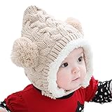 AStorePlusベビー冬暖かい帽子、kidscold Weather Elfinスタイルニットフリース裏地Earflap Hat For Baby Boys Girls カラー: ベージュ
