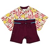 ★☆ヒロミチナカノ ベビーhiromichi nakano baby☆★菊柄はかま　ロンパース　カバーオール　お食い初め　お誕生日　七五三　桃の節句　お祝い　70cm：80cm (80cm, アカ)