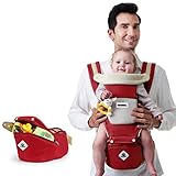 赤ちゃん 抱っこひも 負担 軽減 お尻が置ける 臀部シット 新生児 腰ベルト 付け外し簡単デザイン カラフル的なベビー用品臀部シット ウエストキャリー (レッド（NEW）)