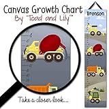 キャンバスGrowth Chart Primary construction truckゾーンPersonalized Growth Chart forキッズ子供高さチャートルーラーチャートgc008