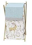 Sweet Jojo Designs Baby/Kids Clothes Laundry Hamper for Blue Grey and White Woodland Animal Toile Gi