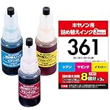 エレコム 詰替えインク キヤノン BC-361対応 3色セット(8回分XLサイズは4回分) THC-361CSET8 シアン・マゼンタ・イエロー