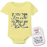 Think I ' m Cute You Should See My Aunt Funny Onesieキュートベビーギフト幼児ボディスーツ カラー: イエロー