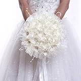 [Enerhu]ウェディングブーケ 花束 造花 ブライダルフラワー 結婚式 ベージュ
