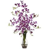 Nearly Natural 1190-PP Dendrobium with Vase Silk Flower Arrangement, Purple by Nearly Natural [並行輸入品