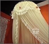 Extra LargeサイズラウンドフープベッドキャノピーネッティングMosquito NetフィットCrib、ツイン、フル、クイーン、キング 200x200cm(79x79inch) イエロー EN
