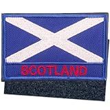 スコットランド国旗 ワッペン 刺繍入り アップリケ 8cm×5cm サバゲー ミリタリー マジックテープ ベルクロ NYANDELMO ND-0172-R02-EN