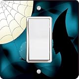 Rikki Knight Halloween Witch Silhouette on Blue Spider Web Single Rocker Light Switch Plate [並行輸入品]