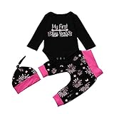 (プタス)Putars ベビー服 子供服 上下セット ロンパース 女の子 花火柄 英字柄 FIRST NEW YEAR 可愛い 秋 冬 新生児 歩行服 出産お祝い 記念日 プレゼント 0-18ヶ月