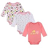 Mother's love 新生児ロンパース 長袖肌着秋冬3枚セット【通年素材】男女共用 (3-6月, 鳥＋魚X5P)