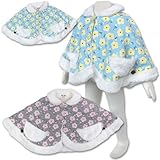 冬物 【BearBox】 ベアボックス お花柄 ポッケ付き ボアフリース マントポンチョ 95cm サックス