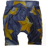 【韓国子供服】超薄手 BIG スター柄 ハーフパンツ サルエル風(ネイビー)／90cm 100cm 110cm 120cm 130cm 140cm (100(5))